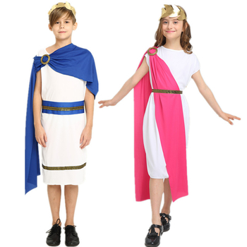 Dječji Halloween kostim – Grčko‑rimska božica i kraljica, cosplay duga haljina (Unisex, do 17 godina, poliester)
