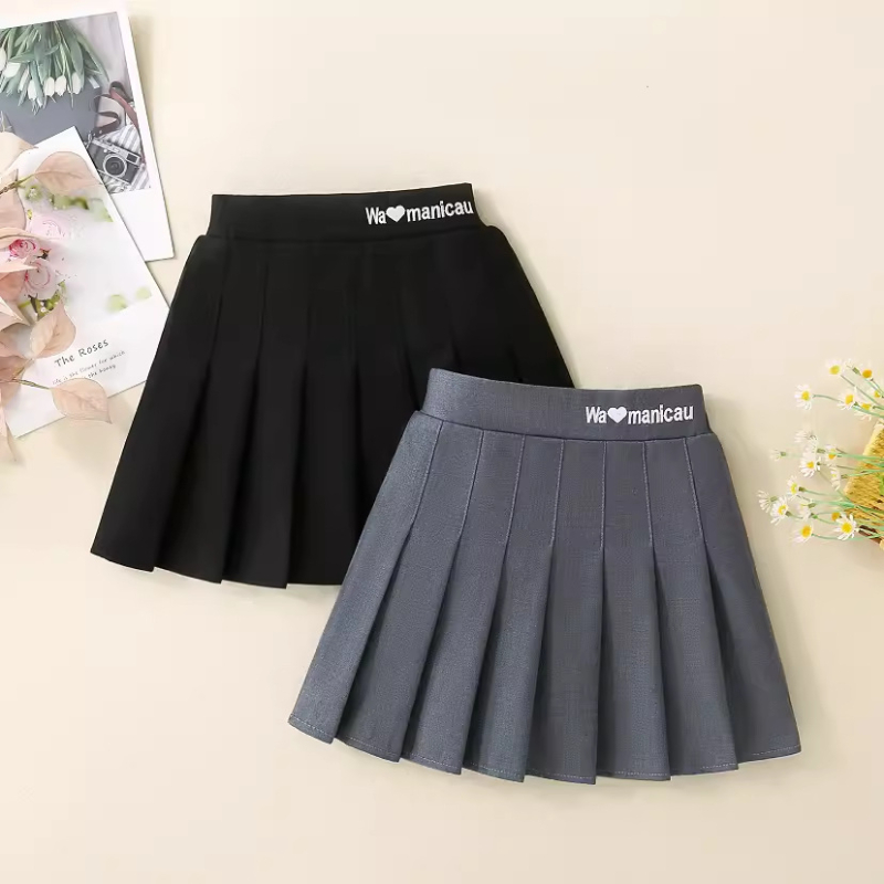 Момичешка плисирана пола JK стил, полиестрова смес за външна материя (90% полиестер), подплата полиестер 91–99%, за деца 3–8 г, есен 2025