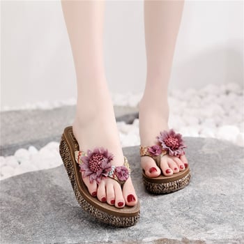 Női nyári szandál Herringbone mintával, vastag talppal, mikroszálas felsőrész, EVA talp