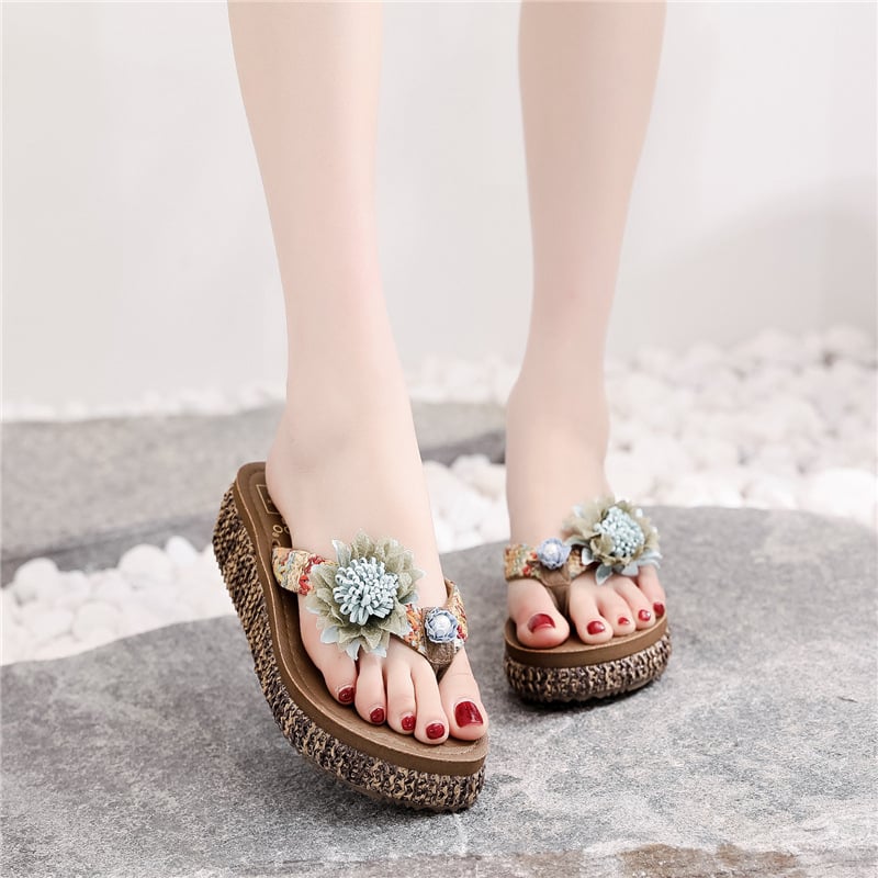 Női nyári szandál Herringbone mintával, vastag talppal, mikroszálas felsőrész, EVA talp