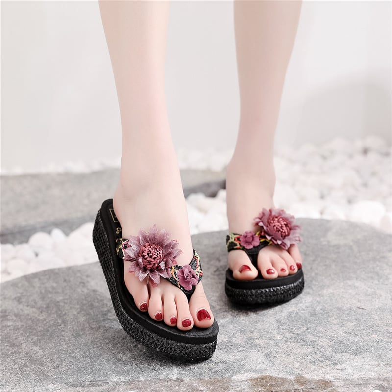 Női nyári szandál Herringbone mintával, vastag talppal, mikroszálas felsőrész, EVA talp