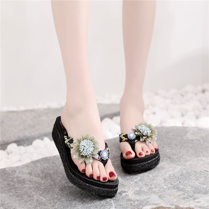 Női nyári szandál Herringbone mintával, vastag talppal, mikroszálas felsőrész, EVA talp