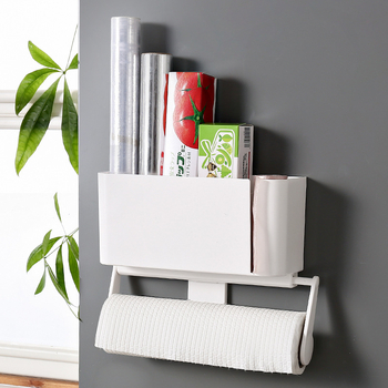 Zidni stalak za kuhinjsku rolu papira, skladištenje plastične folije i ručnika (Materijal: plastika; Model: 1334/1329; Stil: moderni minimalizam; Funkcija: višestruka namjena)