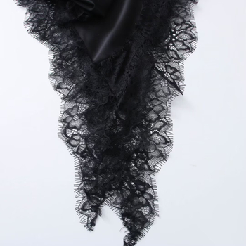 Čipkasta haljina s izloženim strukom i patchworkom – okrugli izrez, midi duljina, mješavina poliestera, europski i američki stil