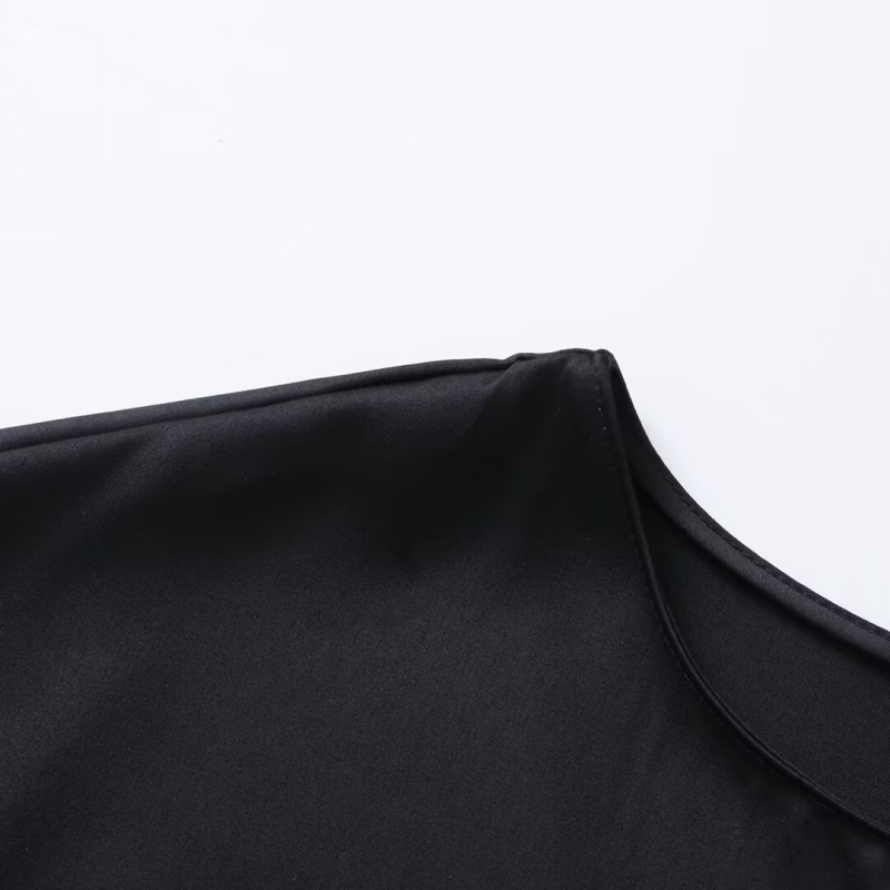 Čipkasta haljina s izloženim strukom i patchworkom – okrugli izrez, midi duljina, mješavina poliestera, europski i američki stil