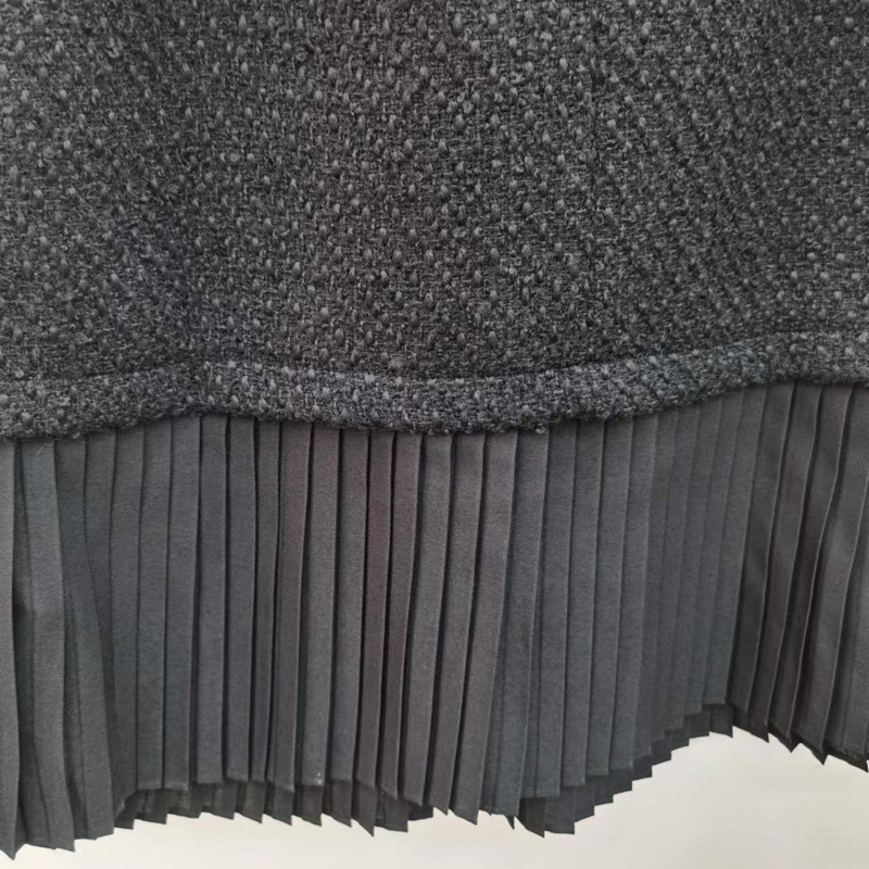 Rochie din tweed cu croi în A, guler rotund, fermoar, amestec lână-poliester