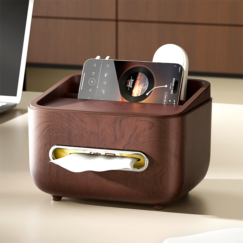 Sx8803 kućna kutija za maramice s uzorkom drveta, plastična, višenamjenska, postavljena na ploču, pogodna za dnevni boravak, spavaću sobu, kuhinju
