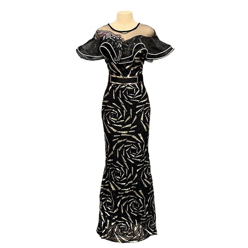 Rochie de seară cu paiete, lungă, stil socialite, toamnă 2022