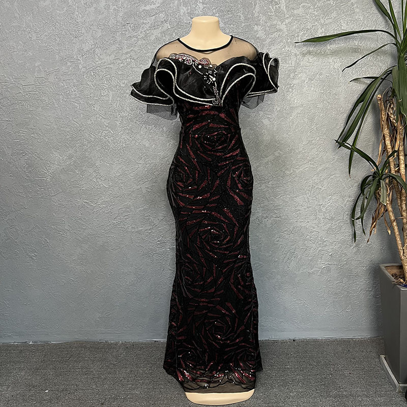 Rochie de seară cu paiete, lungă, stil socialite, toamnă 2022