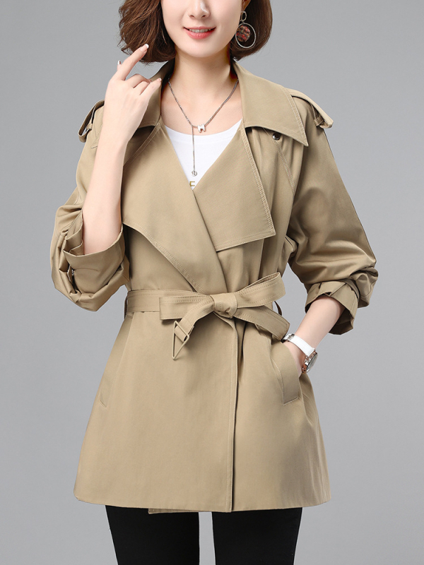Ženski lagani trench coat 2024 proljeće i jesen, kaki, britanski stil