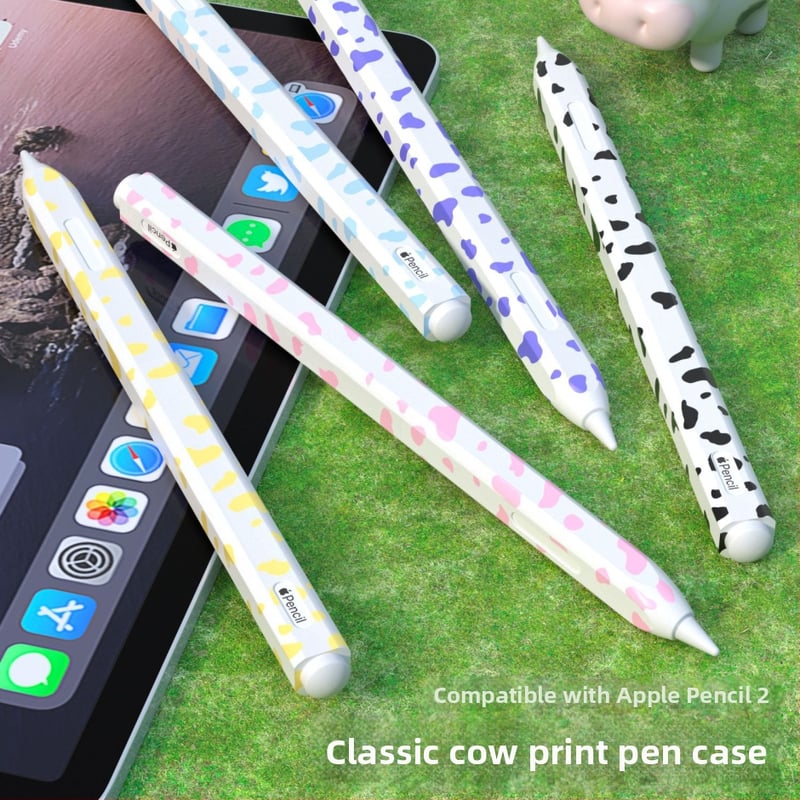 Silikonból készült védőtok Apple Pencil 2-höz, tehenmintás dizájnal — ütésálló, kopásálló és leesés elleni védelem