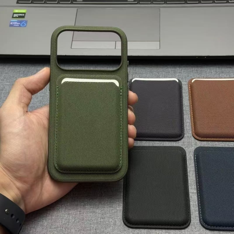 MagSafe-kompatibilis iPhone tok technikai szövetből, szövött mintával és mágneses kártyatartóval