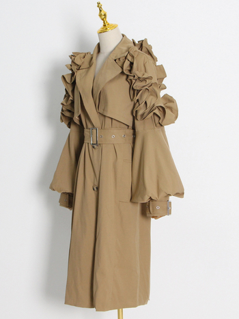 Ženski windbreaker od poliestera, jednobojna, dugi rukavi s naborkom, slim fit, ovratnik, zatvaranje vezicama, dizajn šivanih ploha