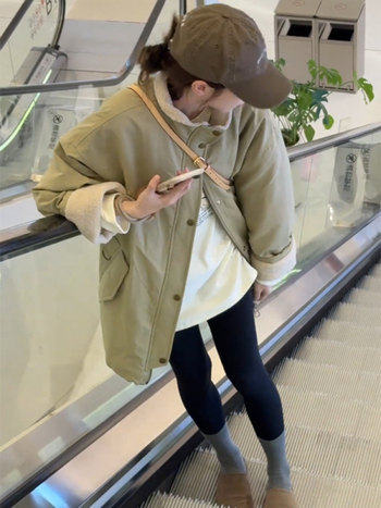 Parka jakna od Chenille tkanine, spandex <30%, debeli izolacijski sloj, dugi rukavi, ziper