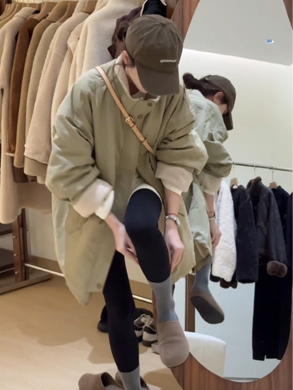 Parka jakna od Chenille tkanine, spandex <30%, debeli izolacijski sloj, dugi rukavi, ziper
