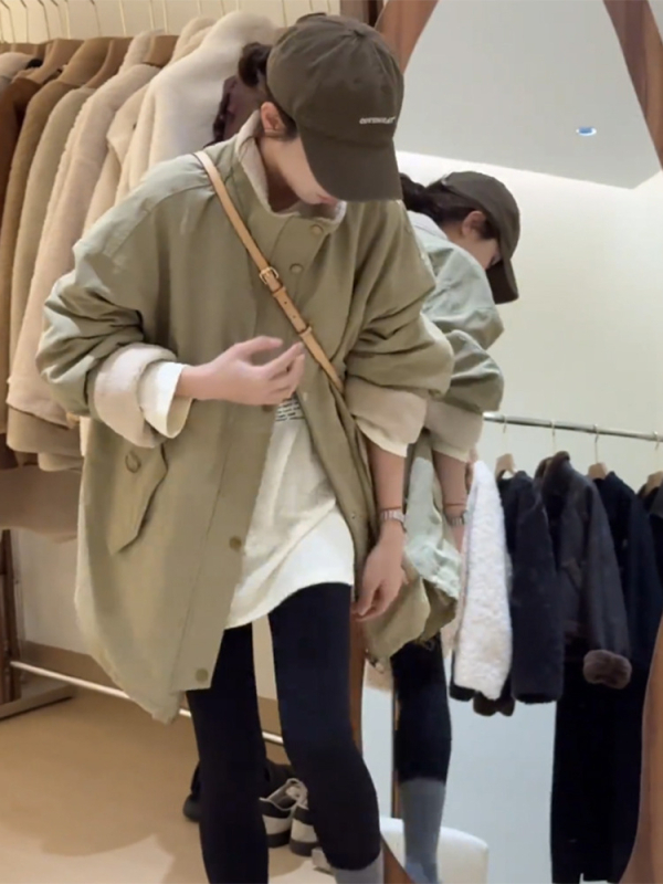 Parka jakna od Chenille tkanine, spandex <30%, debeli izolacijski sloj, dugi rukavi, ziper