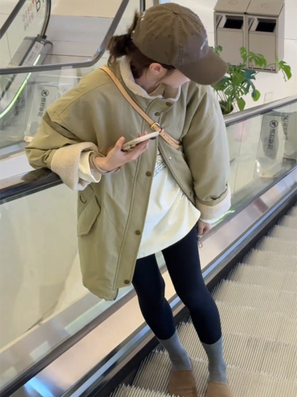 Parka jakna od Chenille tkanine, spandex <30%, debeli izolacijski sloj, dugi rukavi, ziper