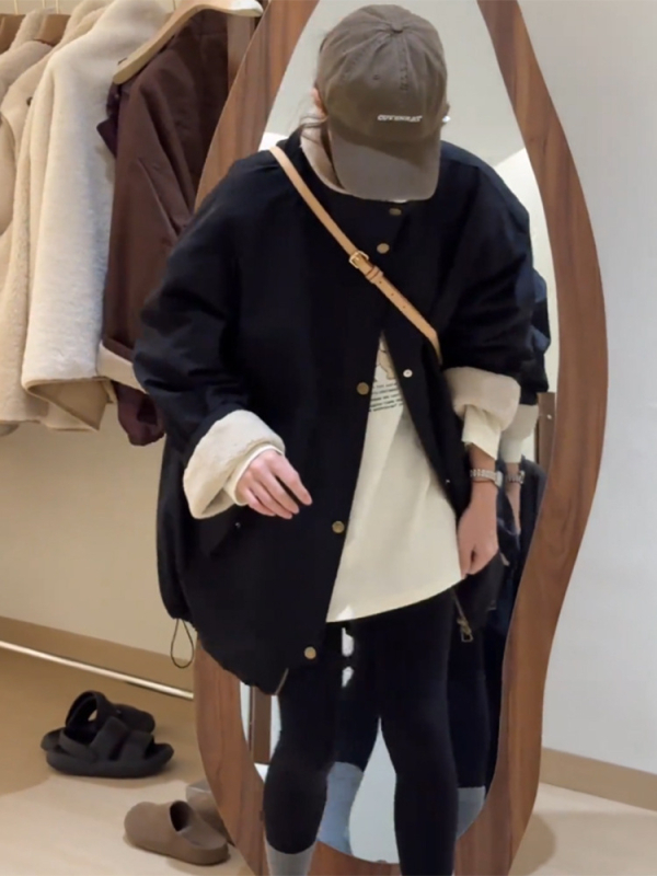 Parka jakna od Chenille tkanine, spandex <30%, debeli izolacijski sloj, dugi rukavi, ziper