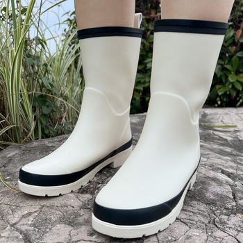 Ženske gumene čizme za kišu, vodootporne, srednje visine, protivklizne i otporne na habanje, niski pet 1–3 cm, za sve sezone