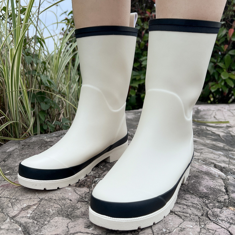 Ženske gumene čizme za kišu, vodootporne, srednje visine, protivklizne i otporne na habanje, niski pet 1–3 cm, za sve sezone