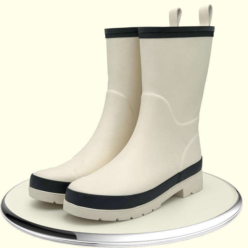 Ženske gumene čizme za kišu, vodootporne, srednje visine, protivklizne i otporne na habanje, niski pet 1–3 cm, za sve sezone
