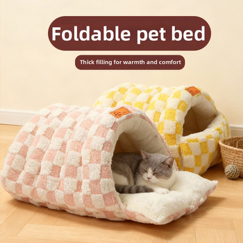 Φωλιά γάτας – κλειστή κατασκευή για θέρμη το χειμώνα, φλανελ υλικό, εσωτερική χρήση, κατάλληλο για μικρές έως μεσαίες γάτες, αποσπώμενο και πλενόμενο