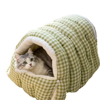 Φωλιά γάτας – κλειστή κατασκευή για θέρμη το χειμώνα, φλανελ υλικό, εσωτερική χρήση, κατάλληλο για μικρές έως μεσαίες γάτες, αποσπώμενο και πλενόμενο