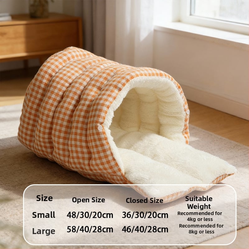 Φωλιά γάτας – κλειστή κατασκευή για θέρμη το χειμώνα, φλανελ υλικό, εσωτερική χρήση, κατάλληλο για μικρές έως μεσαίες γάτες, αποσπώμενο και πλενόμενο