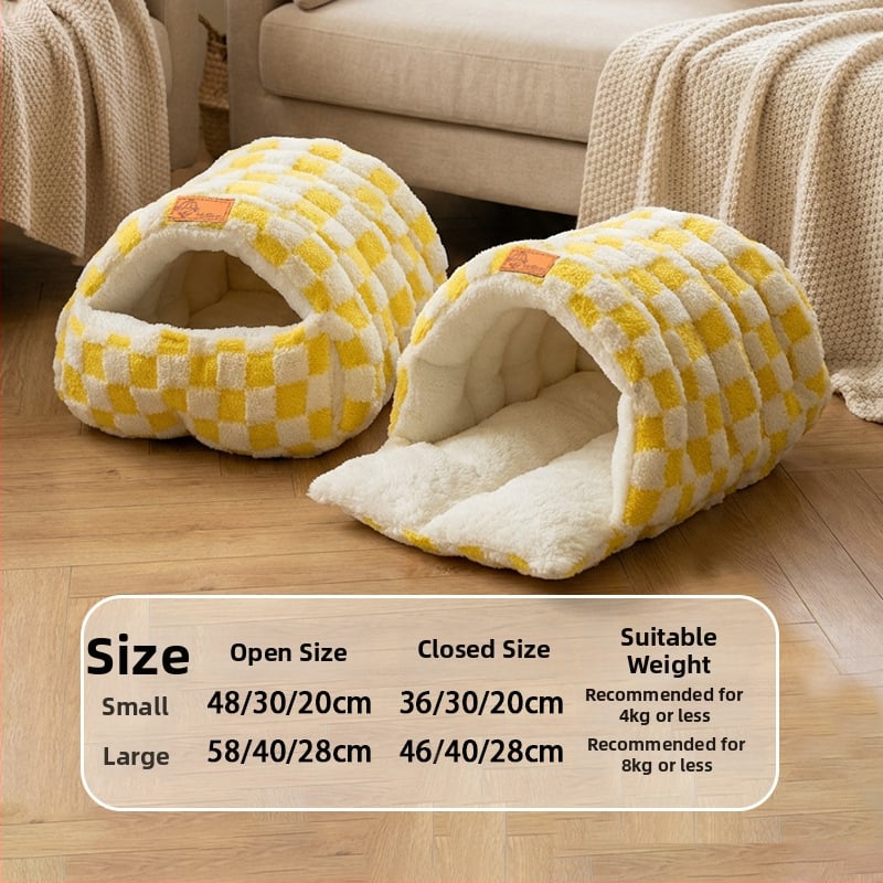 Φωλιά γάτας – κλειστή κατασκευή για θέρμη το χειμώνα, φλανελ υλικό, εσωτερική χρήση, κατάλληλο για μικρές έως μεσαίες γάτες, αποσπώμενο και πλενόμενο