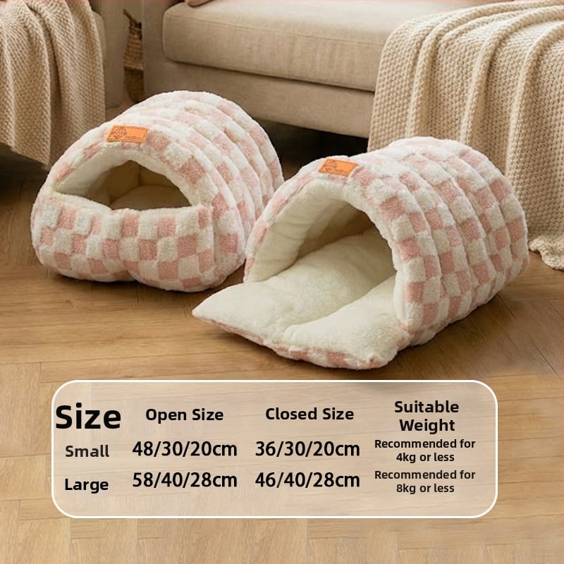 Φωλιά γάτας – κλειστή κατασκευή για θέρμη το χειμώνα, φλανελ υλικό, εσωτερική χρήση, κατάλληλο για μικρές έως μεσαίες γάτες, αποσπώμενο και πλενόμενο