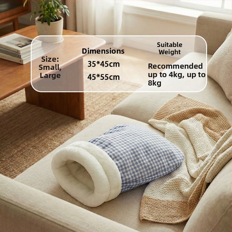 Φωλιά γάτας – κλειστή κατασκευή για θέρμη το χειμώνα, φλανελ υλικό, εσωτερική χρήση, κατάλληλο για μικρές έως μεσαίες γάτες, αποσπώμενο και πλενόμενο