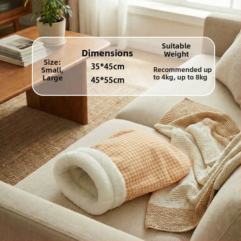 Φωλιά γάτας – κλειστή κατασκευή για θέρμη το χειμώνα, φλανελ υλικό, εσωτερική χρήση, κατάλληλο για μικρές έως μεσαίες γάτες, αποσπώμενο και πλενόμενο