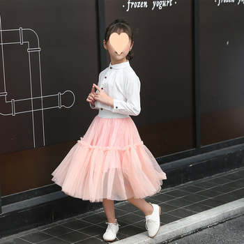 Детска пола за момичета с мрежеста тюл, стил пачворк, абстрактен принт, подплата от модал