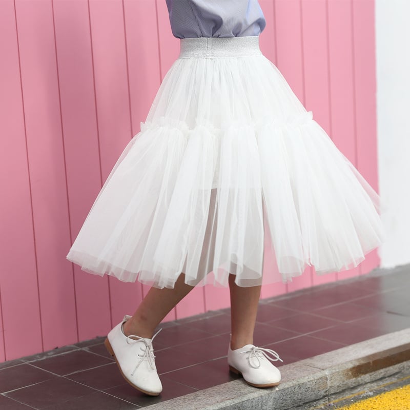 Детска пола за момичета с мрежеста тюл, стил пачворк, абстрактен принт, подплата от модал