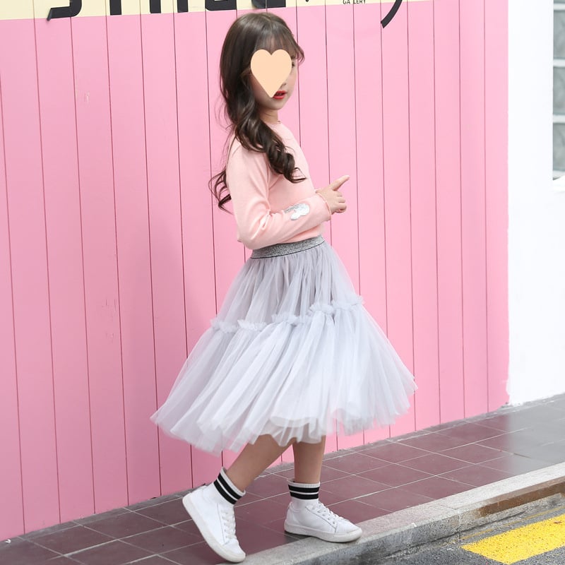 Детска пола за момичета с мрежеста тюл, стил пачворк, абстрактен принт, подплата от модал