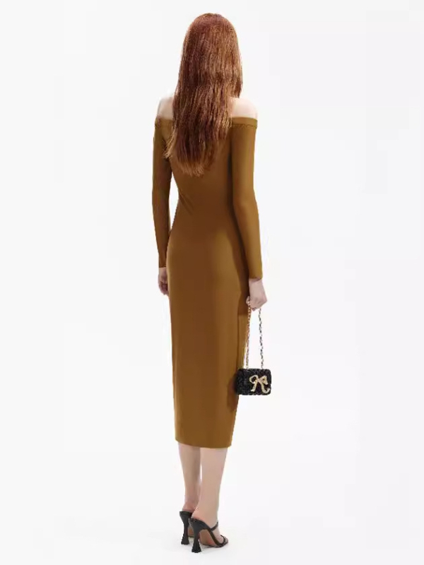 Rochie florală fără umăr, stil bandaj, lungă, talie înaltă, material poliester-elastan, fermoar, elegantă pentru seară