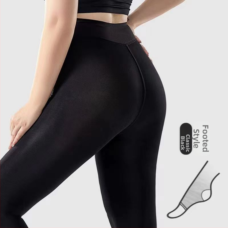 Nylon tajice s Butt-Lifting, debele, jednostrani gusset, stopalo s remenom