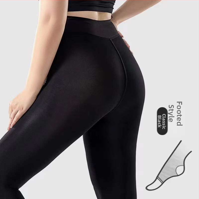 Nylon tajice s Butt-Lifting, debele, jednostrani gusset, stopalo s remenom