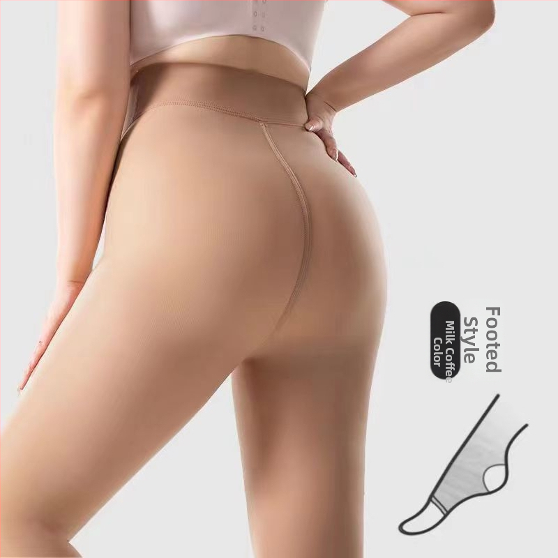 Nylon tajice s Butt-Lifting, debele, jednostrani gusset, stopalo s remenom