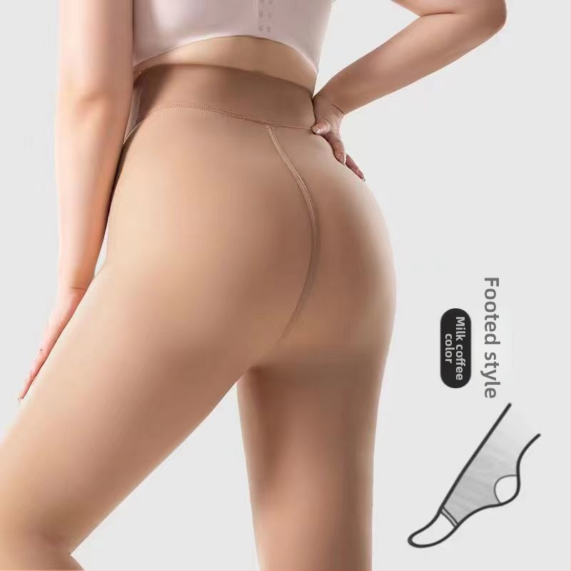Nylon tajice s Butt-Lifting, debele, jednostrani gusset, stopalo s remenom
