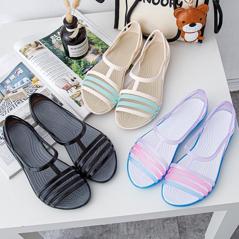 Plažne sandale s PVC gornjim dijelom, EVA potplatom, okrugli vrh prsta, niski potpetica 1–3 cm