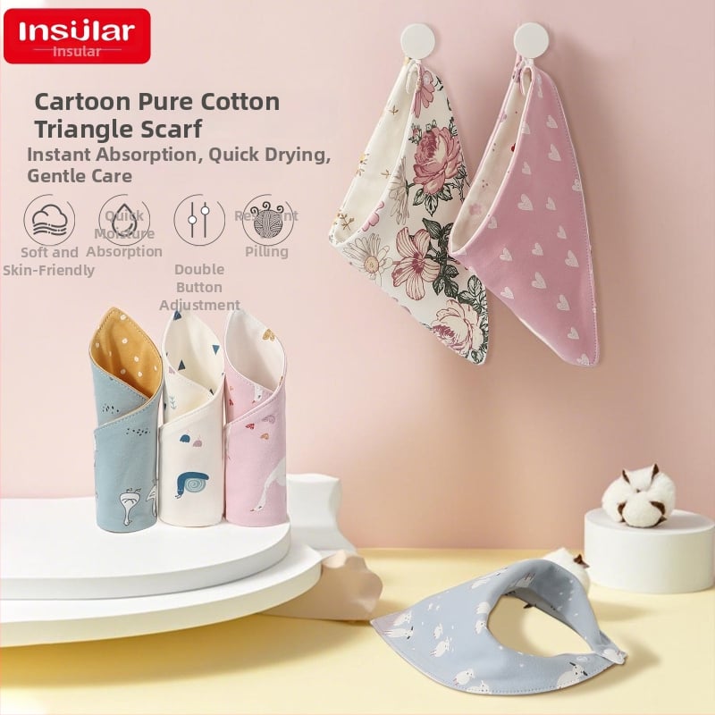 Βρεφικό τριγωνικό σαλιάκι με σχέδιο κινουμένων σχεδίων, 100% βαμβάκι, αδιάβροχο, για νεογέννητα 0–1 έτους