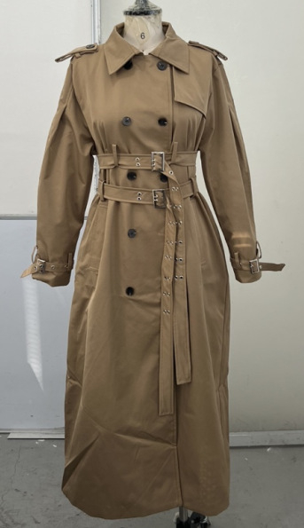 Palton trench cu glugă și curea, căptușit, din poliester, croială lejeră, stil urban de toamnă