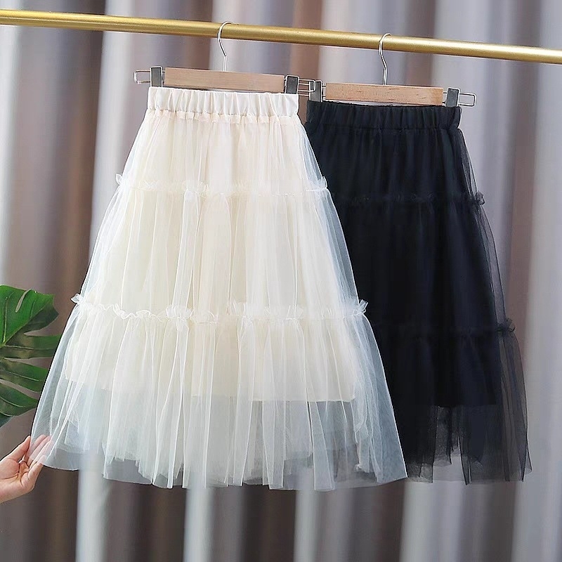 Детска пола тип торта, принцес стил, полиестер, еднотонна, за деца над 8 години