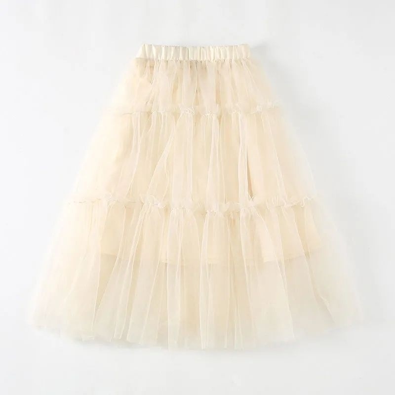 Детска пола тип торта, принцес стил, полиестер, еднотонна, за деца над 8 години