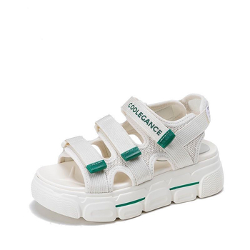 Sandale sport pentru femei - suprafață din plasă, talpă din cauciuc, vârf rotund, închidere cu cataramă, talpă de 3 cm grosime