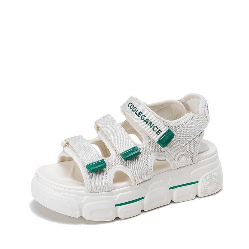 Sandale sport pentru femei - suprafață din plasă, talpă din cauciuc, vârf rotund, închidere cu cataramă, talpă de 3 cm grosime