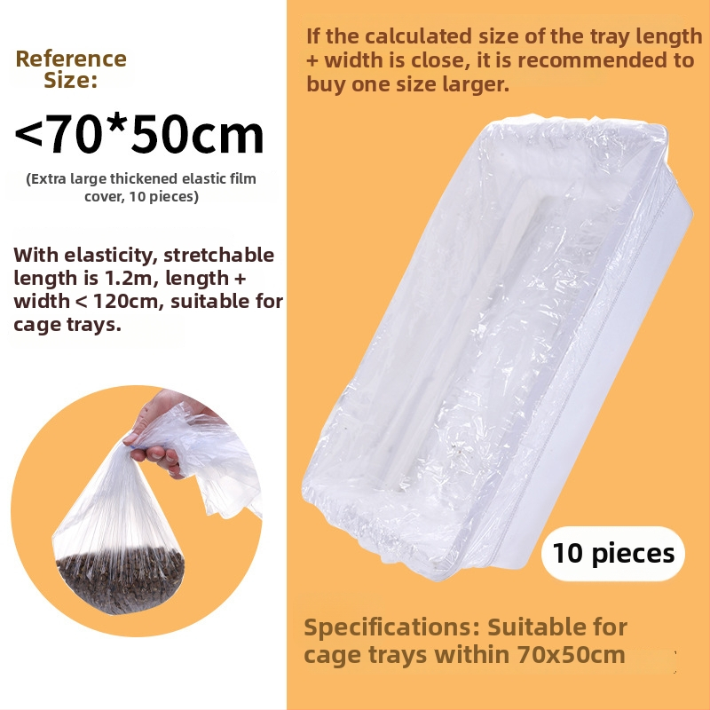 Μίας χρήσης πλαστικό φιλμ κάλυμμα για δίσκο κλουβιού κατοικίδιων — ελαστική σακούλα για περιττώματα κουνελιού και κλουβιών πτηνών