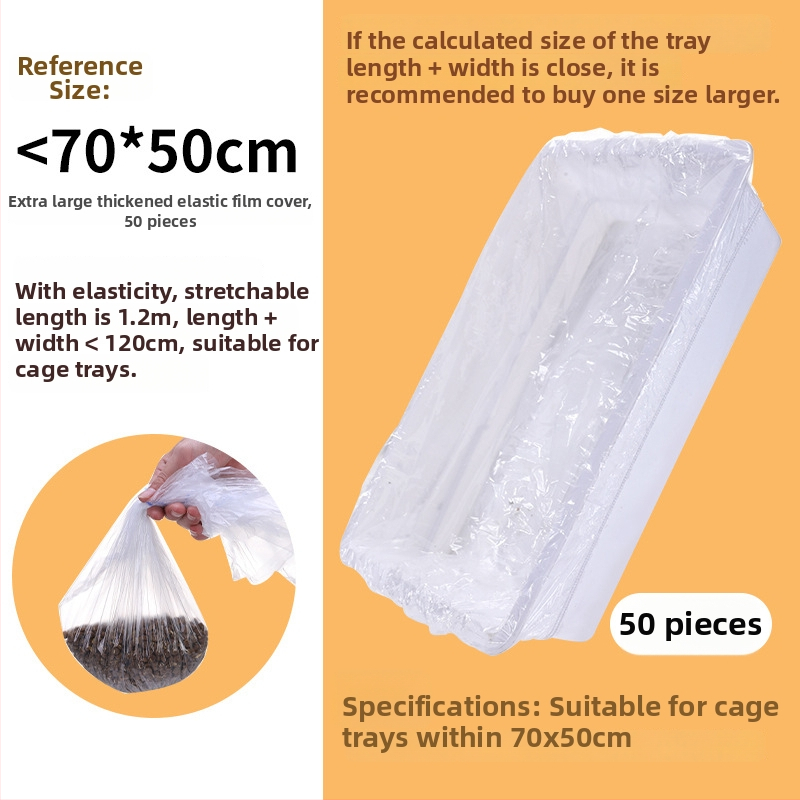 Μίας χρήσης πλαστικό φιλμ κάλυμμα για δίσκο κλουβιού κατοικίδιων — ελαστική σακούλα για περιττώματα κουνελιού και κλουβιών πτηνών