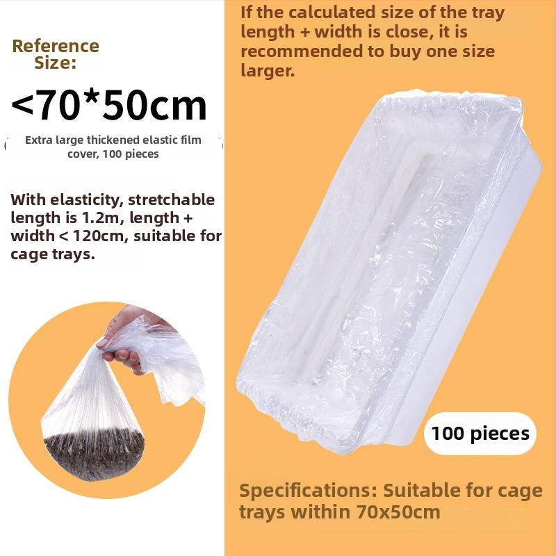 Μίας χρήσης πλαστικό φιλμ κάλυμμα για δίσκο κλουβιού κατοικίδιων — ελαστική σακούλα για περιττώματα κουνελιού και κλουβιών πτηνών
